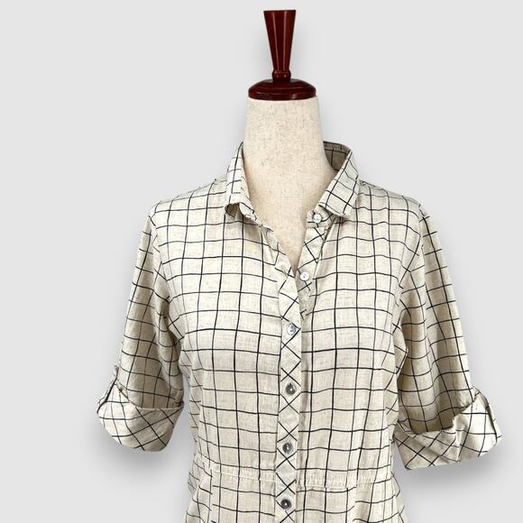 Bombay Paisley Grid Print Button-Down Midi Shirt Dress Size Small - Picture 8 of 8